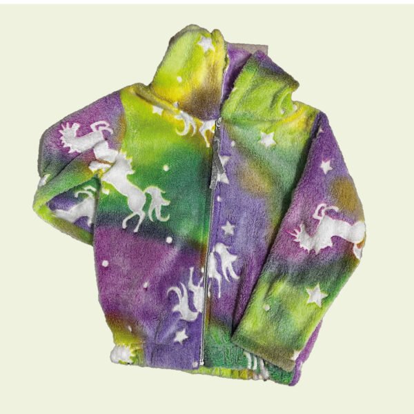 Campera plush estampado unicornio para nena – Ultra abrigado