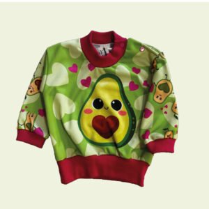 Buzo de bebé con palta y corazones – divertido y abrigado
