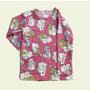 Camiseta Rosa de Manga Larga para Nena con Estampa de Conejos