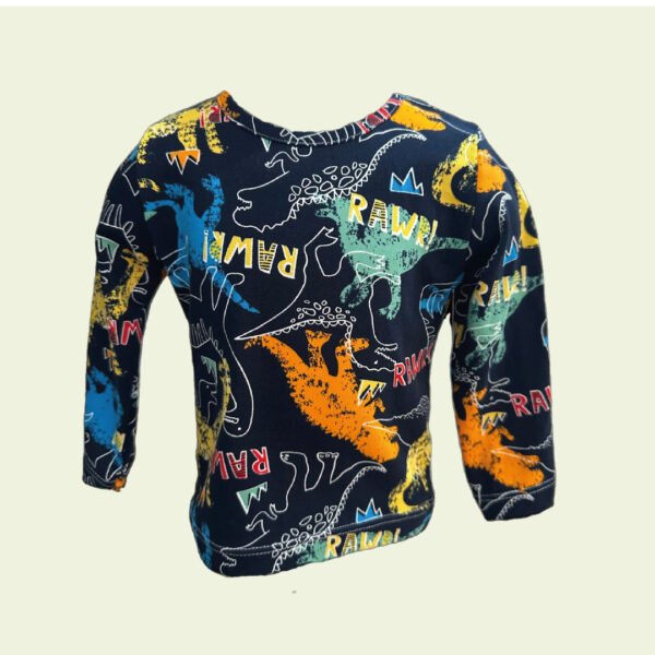 Camiseta de bebé negra con dinosaurios de colores – divertida y original - Image 2