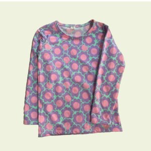 Camiseta de Nena con Estampa de Florcitas - Manga Larga y Estilo Retro