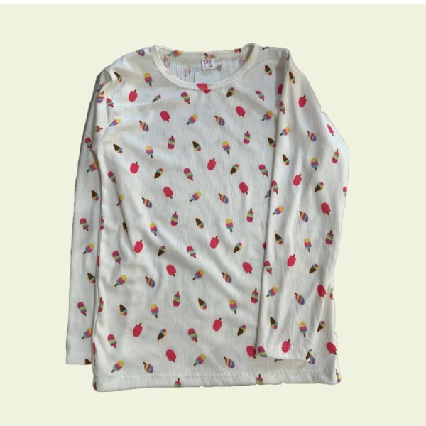 Camiseta de Nena con Estampa de Heladitos – Manga Larga Blanca y Divertida - Image 2