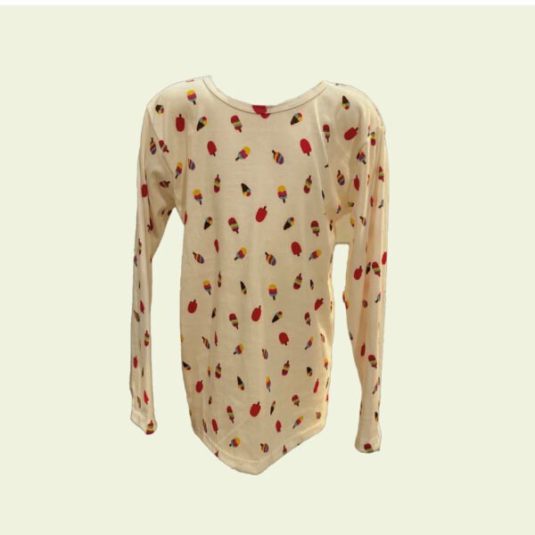 Camiseta de Nena con Estampa de Heladitos – Manga Larga Blanca y Divertida