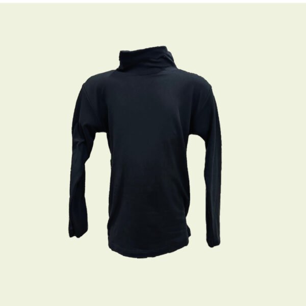 Camiseta Negra con Cuello Alto para Nena – Manga Larga Básica - Image 2