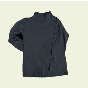 Camiseta Negra con Cuello Alto para Nena – Manga Larga Básica