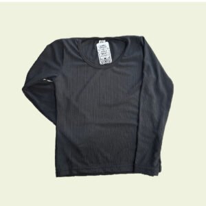 Camiseta Negra Básica para Nena – Manga Larga de Canalé