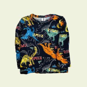 Camiseta de bebé negra con dinosaurios de colores – divertida y original