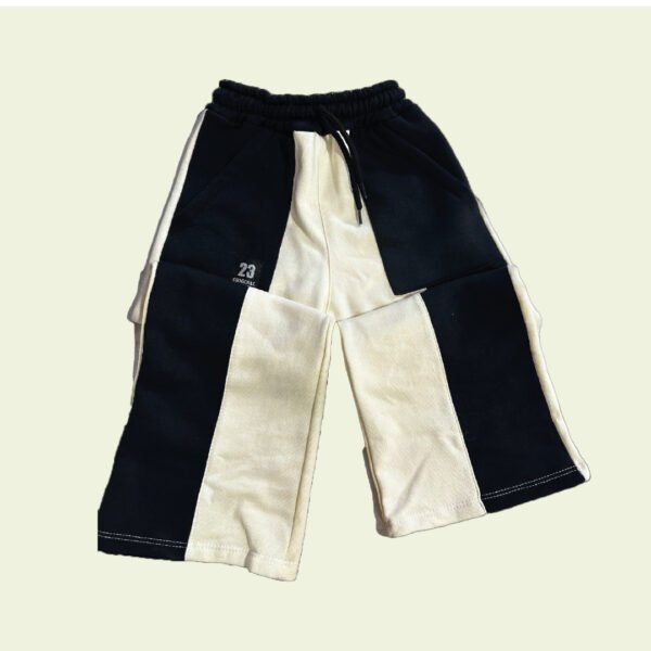 Pantalón Jogger Bicolor para Nena – Estilo Urbano en Blanco y Negro