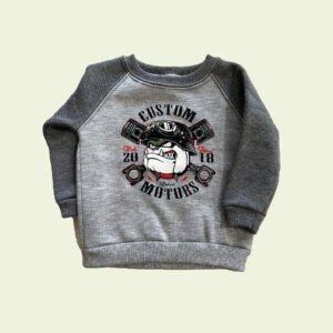 Buzo de bebé gris con bulldog Custom Motors – cómodo y con estilo
