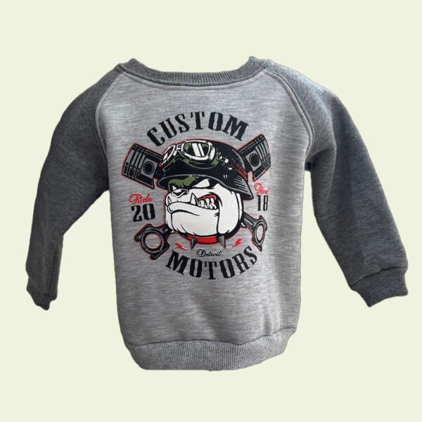 Buzo de bebé gris con bulldog Custom Motors – cómodo y con estilo - Image 2