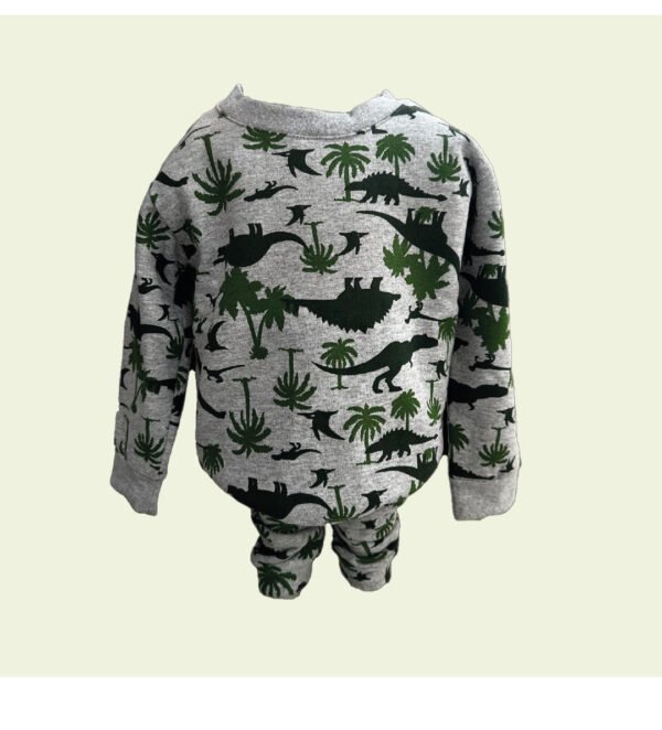 Buzo de bebé gris con dinosaurios verdes – suave y canchero - Image 3
