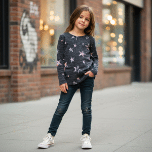 Camiseta de Nena con Estrellas - Manga Larga y Estilo Urbano