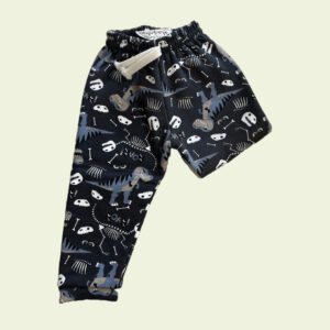 Pantalón negro de bebé con esqueletos de dinosaurios – original y cómodo