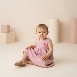 Vestido Bebé con Brillitos y Aplique Decorativo