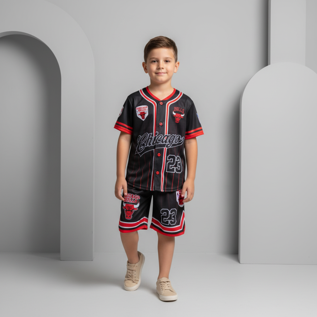 Conjunto Nene Chicago Bulls Remera Estampada y Short Deportivo