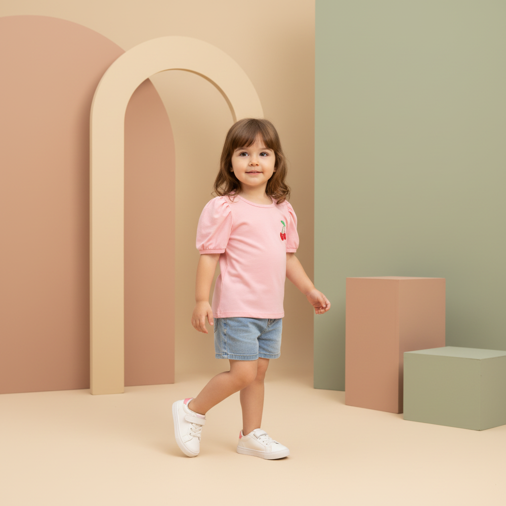 Remera de Nena con Bordado de Cereza - Image 3