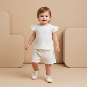 Conjunto Bebé Remera con Volados, Strass y Short