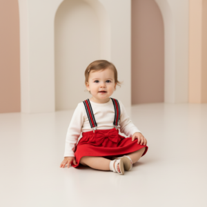 Pollera Bebé con Tiradores Ajustables y Moño Decorativo