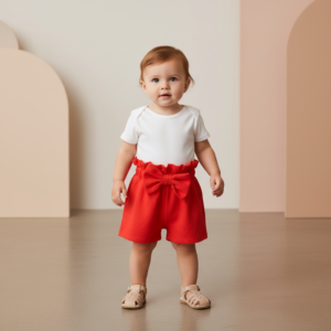 Short Bebé con Cintura Elástica y Moño Frontal