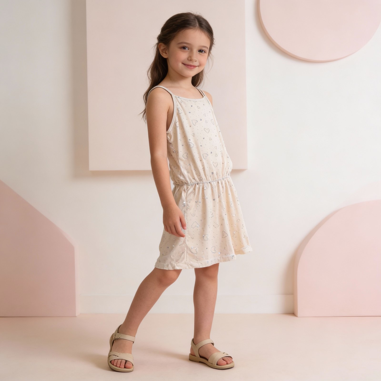 Mono nena estampado corazones