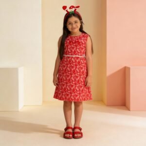 Vestido Rojo con Strass y Cinto