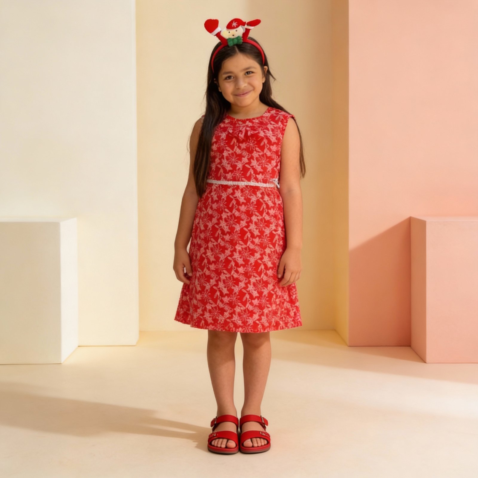 Vestido Rojo con Strass y Cinto