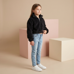Buzo Crop Plush con Cierre